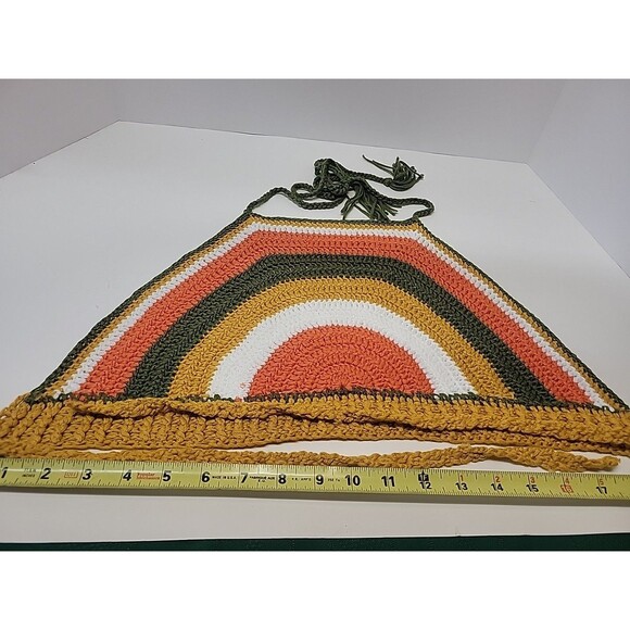 Crochet Crop Top Rainbow Bralette Medium Halter Tie Neck - Picture 7 of 10